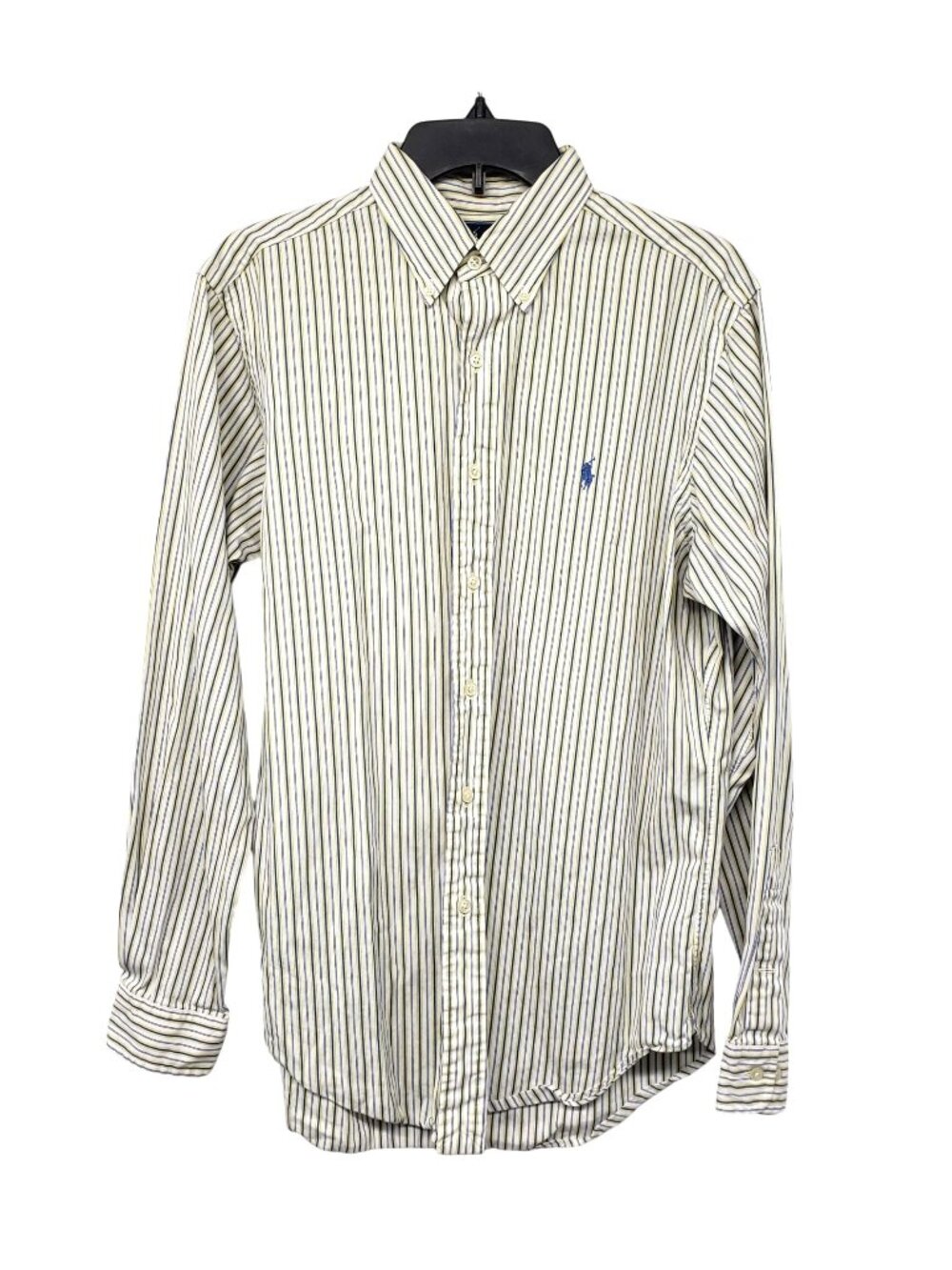 Ralph Lauren White Blue Yellow Stripe Button Down Shirt Mens 15 1/2 34 35